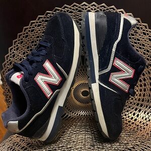 New Balance Women's Navy and White Sneakers